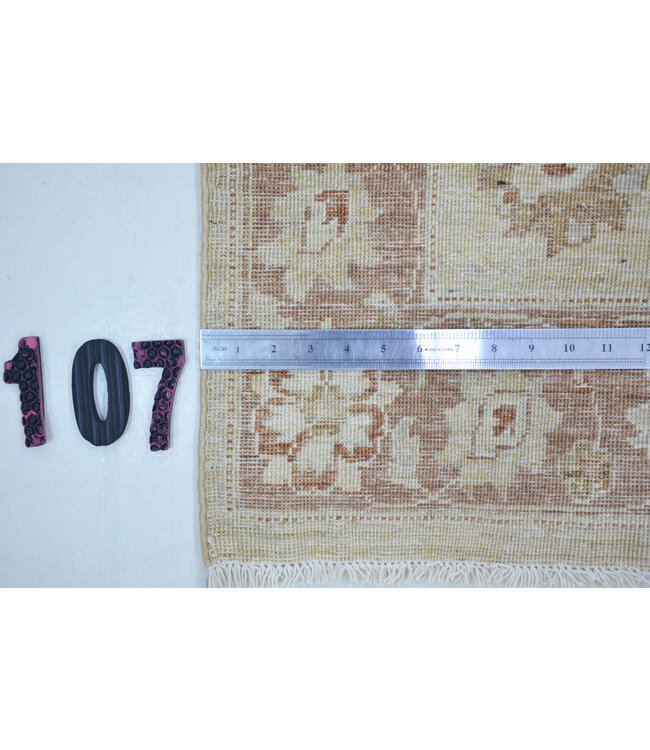 Beige Hand-Knotted Wool Rug - Ziegler Pattern - 299 x 72 cm