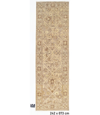 Beige Handgeknoopt Wol Tapijt - Ziegler Patroon - 242 x 73 cm Beige Handgeknoopt Wol Tapijt - Ziegler Patroon - 242 x 73 cm