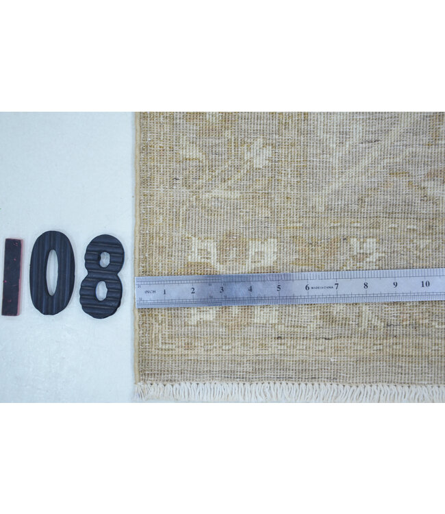 Beige Handgeknoopt Wol Tapijt - Ziegler Patroon - 242 x 73 cm