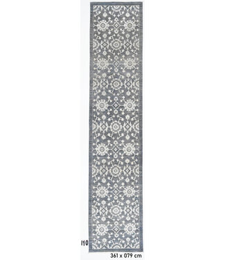 Grauer Handgeknüpfter Wollteppich - Kazak Muster - 361 x 79 cm