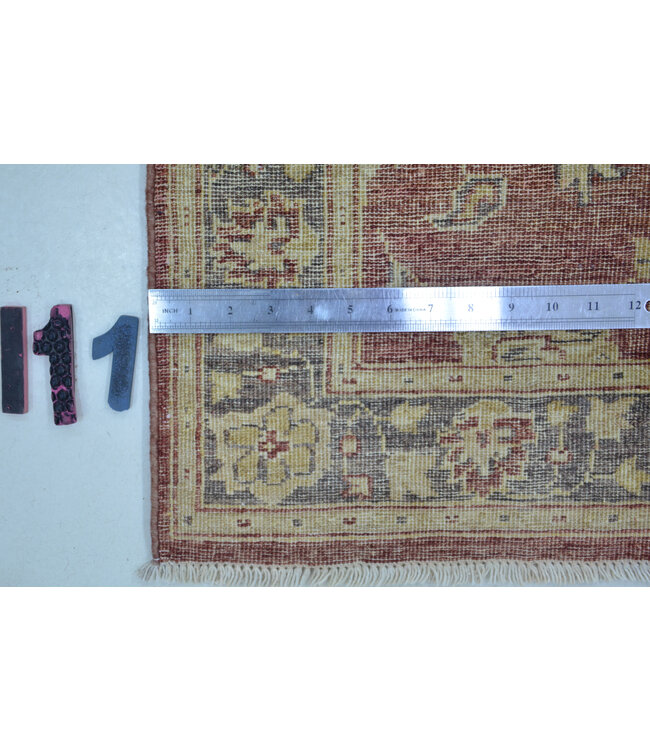 Red Hand-Knotted Wool Rug - Ziegler Pattern - 343 x 76 cm