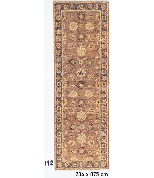 Brauner Handgeknüpfter Wollteppich - Ziegler Muster - 234 x 75 cm