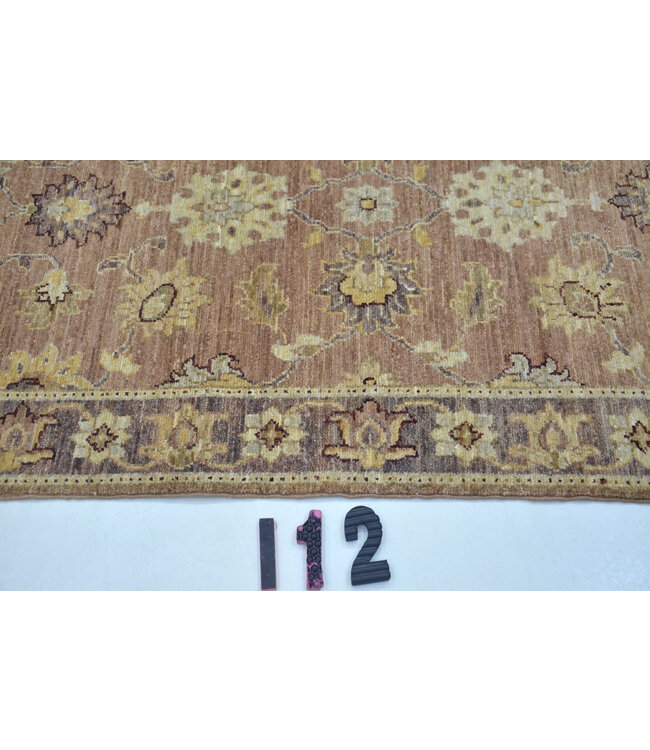 Bruin Handgeknoopt Wol Tapijt - Ziegler Patroon - 234 x 75 cm