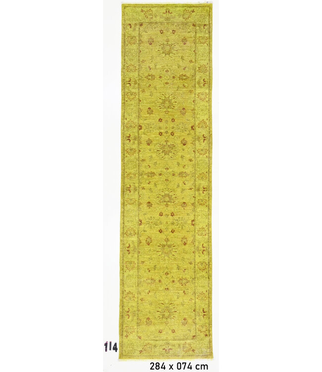 Green Antique Rug – 284 x 074 cm – Hand-Knotted Wool