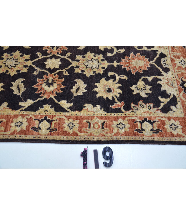 Schwarzes Ziegler Teppich – 296 x 077 cm – Handgeknüpft aus Wolle