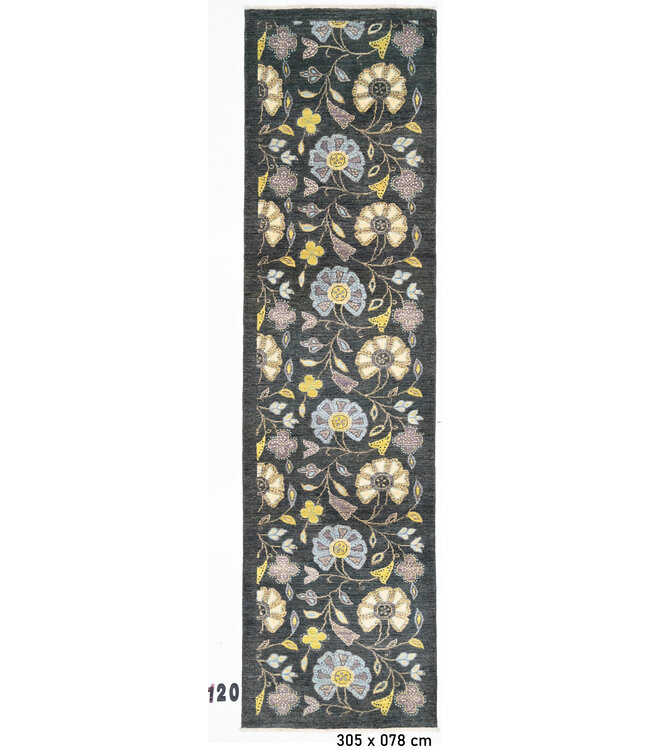 Grijs Modern Tapijt – 305 x 078 cm – Handgeknoopt Wol