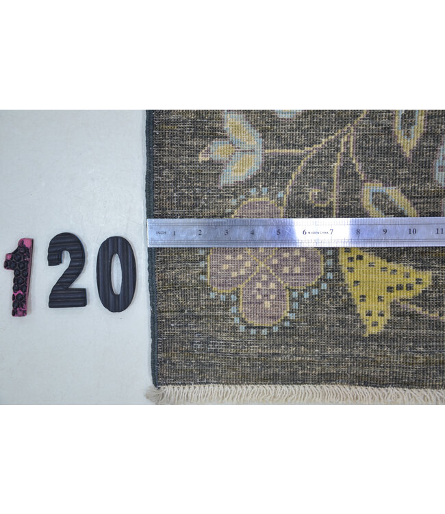 Graues Modernes Teppich – 305 x 078 cm – Handgeknüpft aus Wolle