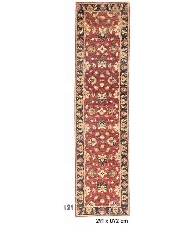 Vintage Rood Ziegler Patroon Handgeknoopt Wollen Tapijt 291 x 072 cm