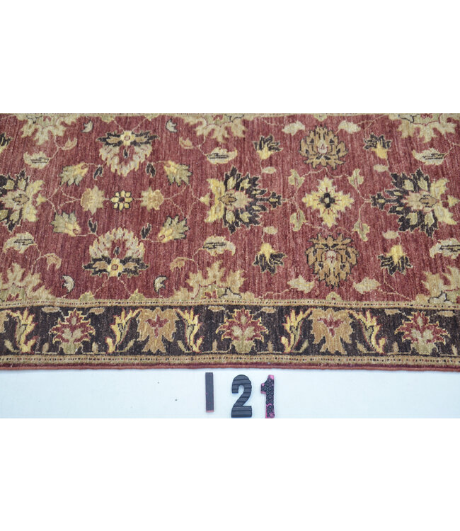 Vintage Red Ziegler Pattern Hand-Knotted Wool Rug 291 x 072 cm