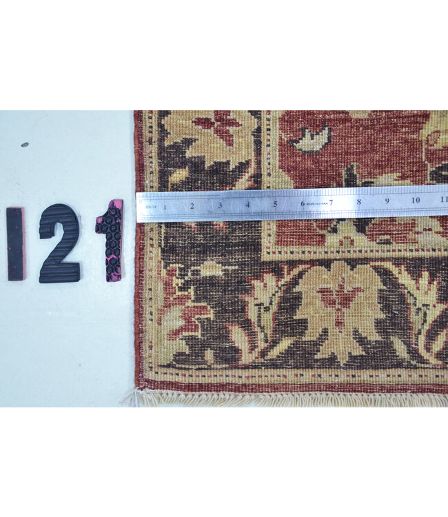 Vintage Red Ziegler Pattern Hand-Knotted Wool Rug 291 x 072 cm