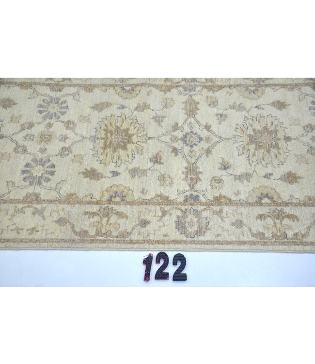 Vintage Beige Ziegler Patroon Handgeknoopt Wollen Tapijt 233 x 074 cm