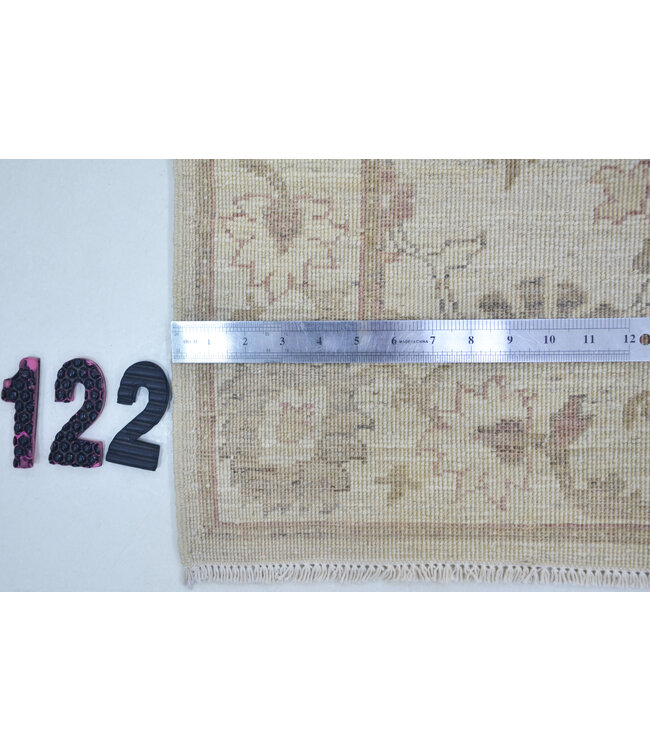 Vintage Beige Ziegler Pattern Hand-Knotted Wool Rug 233 x 074 cm