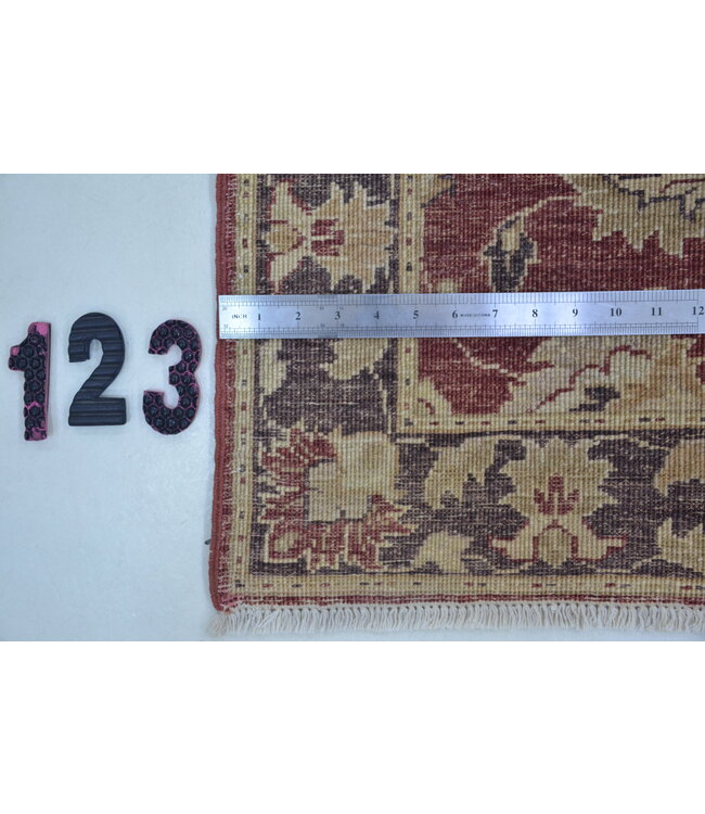 Vintage Rotes Ziegler-Muster Handgeknüpftes Wollteppich 278 x 076 cm