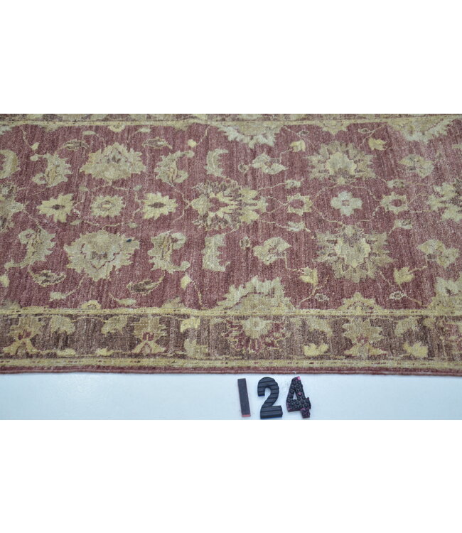 Vintage Rood Ziegler Patroon Handgeknoopt Wollen Tapijt 405 x 077 cm