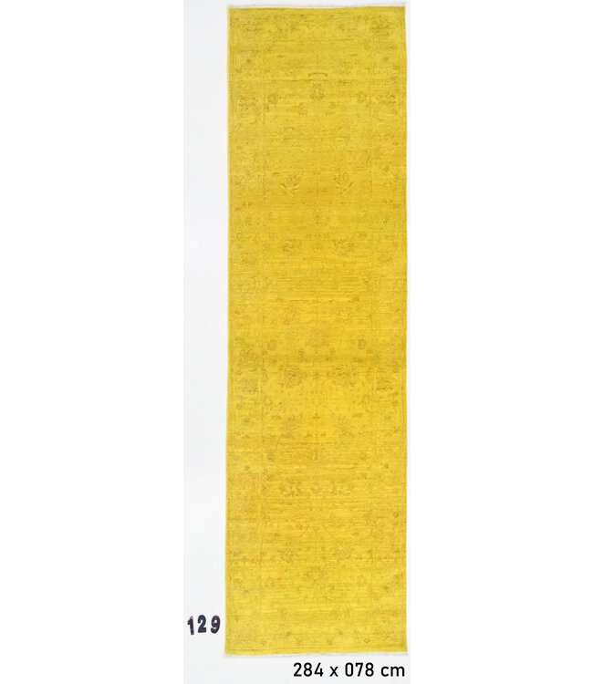 Modern Gelb Handgeknüpfter Teppich – 284 x 078 cm