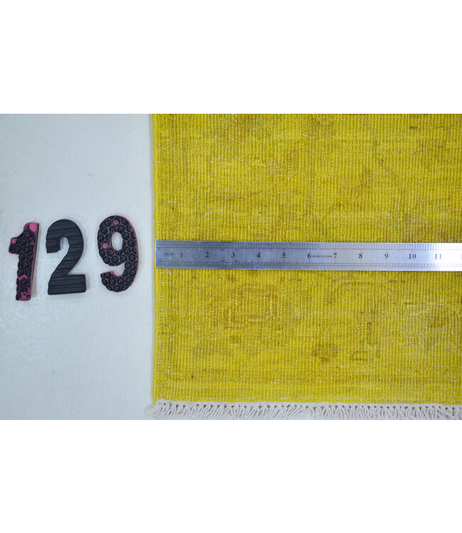 Modern Yellow Hand-Knotted Wool Rug – 284 x 078 cm