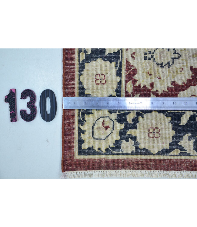 Antikes Rot und Blau Handgeknüpfter Teppich – 369 x 071 cm