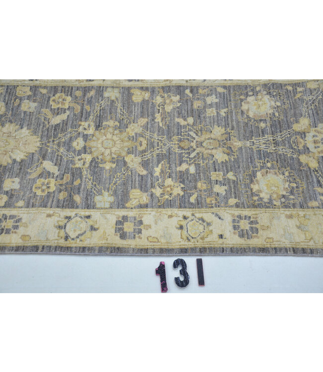 Vintage Gray and Yellow Hand-Knotted Wool Rug – 290 x 071 cm