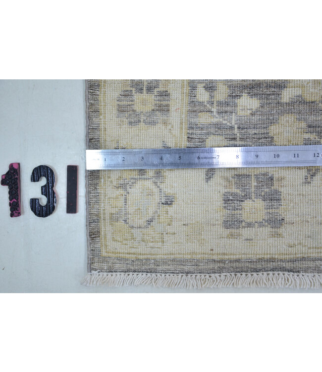 Vintage Gray and Yellow Hand-Knotted Wool Rug – 290 x 071 cm