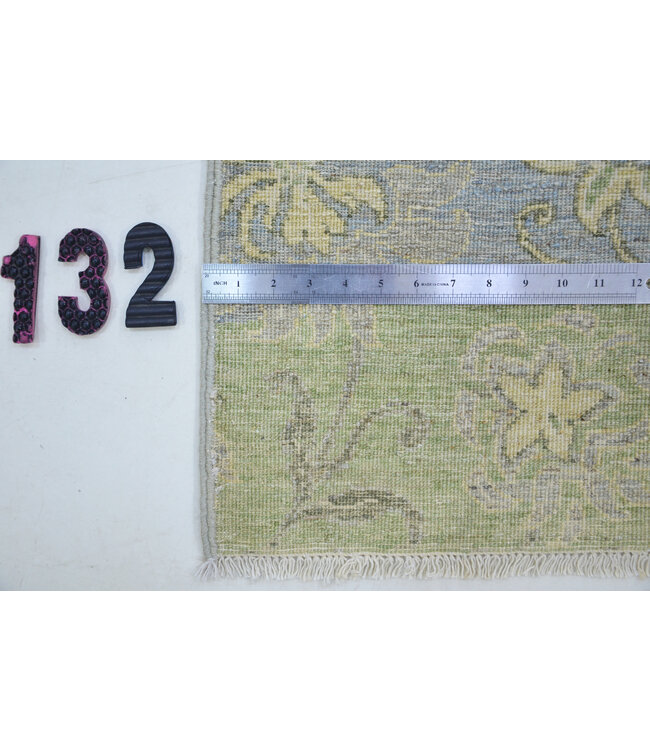 Modern Green and Blue Hand-Knotted Wool Rug – 610 x 071 cm