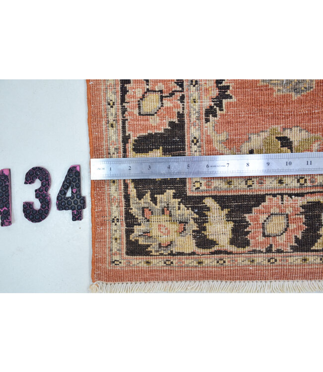 Vintage Rosa und Schwarz Handgeknüpfter Teppich – 288 x 076 cm