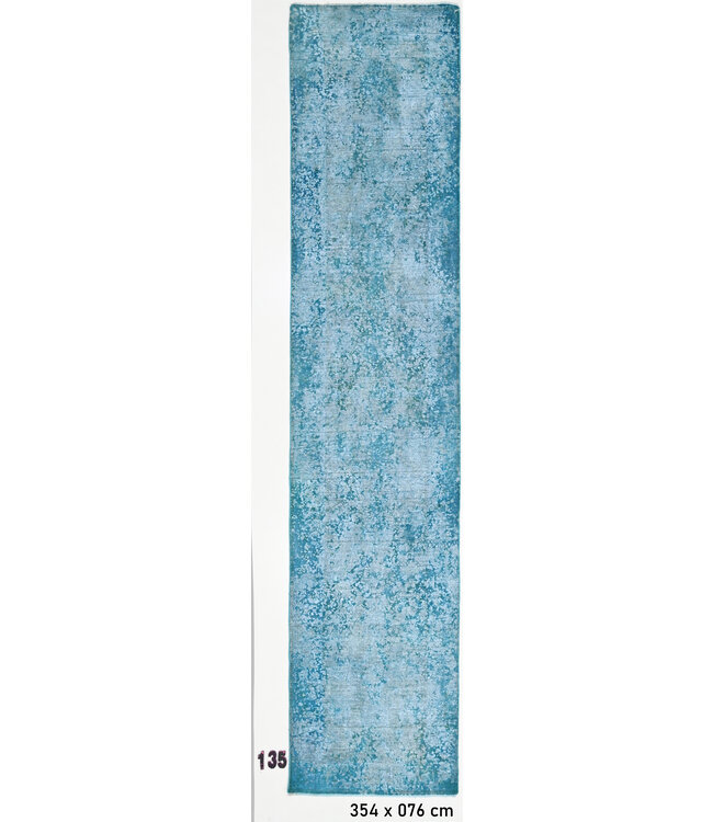 Modern Blue Hand-Knotted Wool Rug – 354 x 076 cm