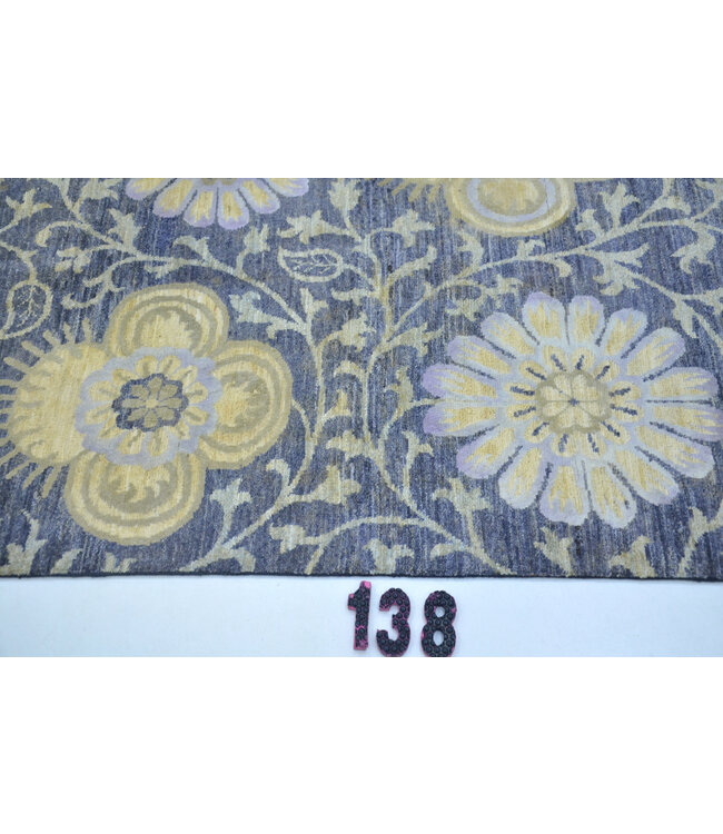 Modern Gray and Yellow Hand-Knotted Wool Rug – 369 x 089 cm