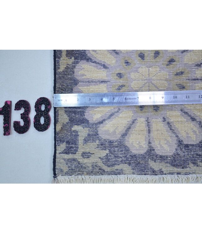 Modern Grau und Gelb Handgeknüpfter Teppich – 369 x 089 cm