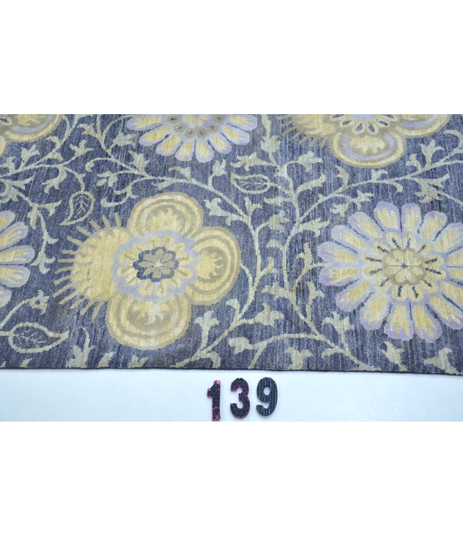 Modern Grijs en Geel Wol Handgeknoopte Tapijt – 371 x 091 cm