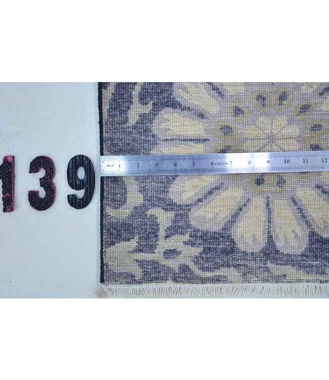 Modern Gray and Yellow Hand-Knotted Wool Rug – 371 x 091 cm