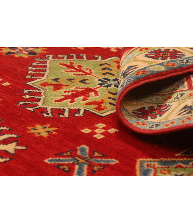 145x95cm Hand-Knotted Wool Kazak Rug – Authentic Oriental Carpet, Traditional Tribal Design, High-Quality Handmade Wool Rug