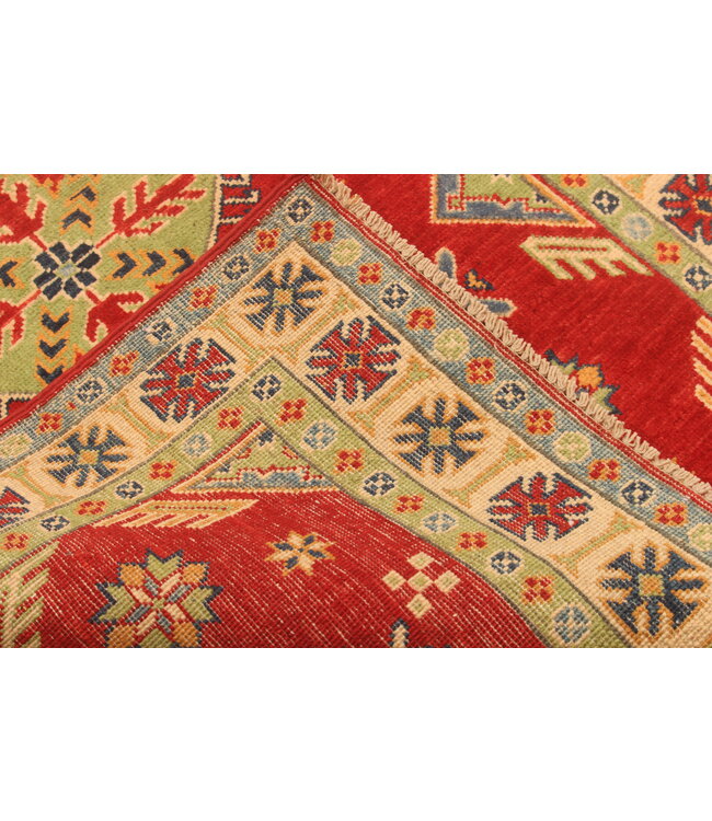 145x95cm Handgeknüpfter Woll Kazak Teppich – Authentischer Orientalischer Teppich, Traditionelles Tribal Design, Hochwertiger Handgefertigter Wollteppich