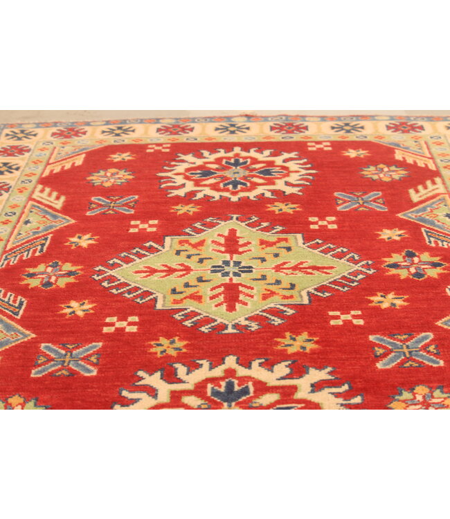 145x95cm Hand-Knotted Wool Kazak Rug – Authentic Oriental Carpet, Traditional Tribal Design, High-Quality Handmade Wool Rug