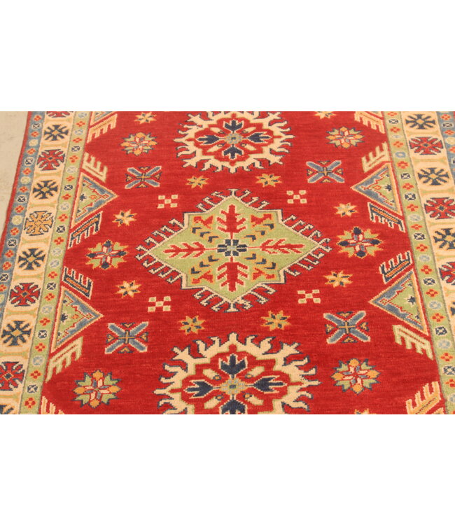 145x95cm Hand-Knotted Wool Kazak Rug – Authentic Oriental Carpet, Traditional Tribal Design, High-Quality Handmade Wool Rug
