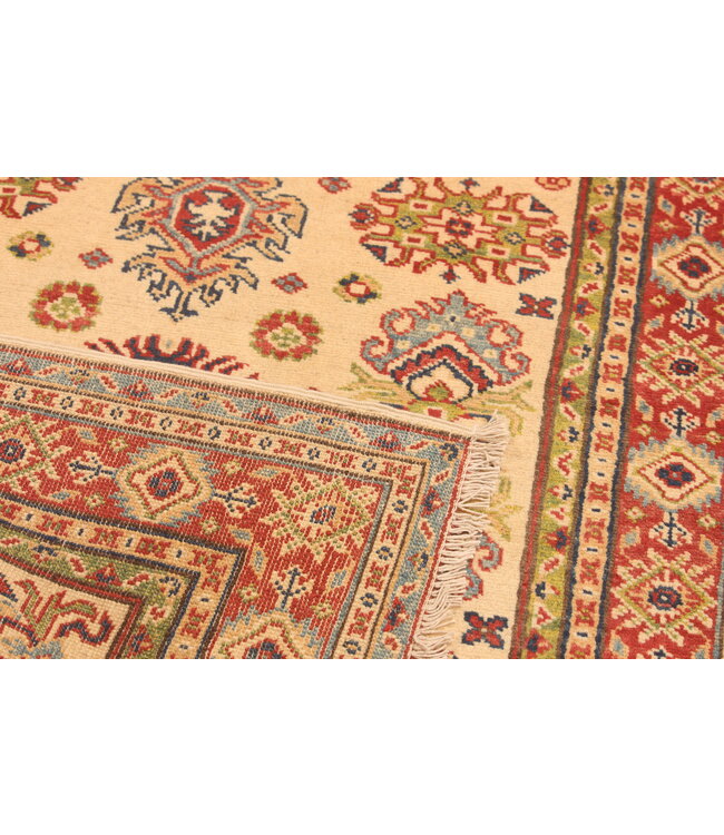 141x104cm Handgeknoopte Wol Kazak Tapijt – Authentiek Oosters Vloerkleed, Traditioneel Tribaal Design, Hoogwaardige Handgemaakte Wol Tapijt