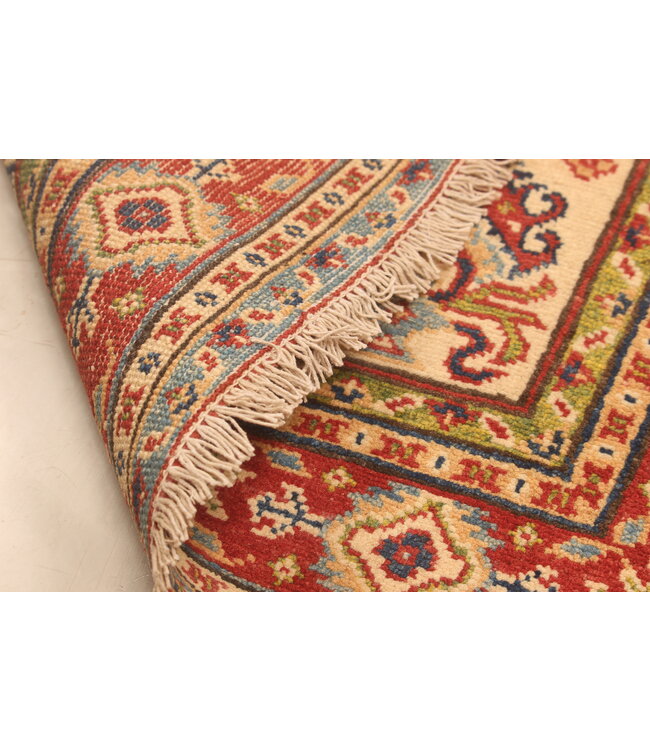 141x104cm Hand-Knotted Wool Kazak Rug – Authentic Oriental Carpet, Traditional Tribal Design, High-Quality Handmade Wool Rug