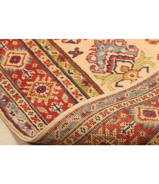 141x104cm Handgeknüpfter Woll Kazak Teppich – Authentischer Orientalischer Teppich, Traditionelles Tribal Design, Hochwertiger Handgefertigter Wollteppich
