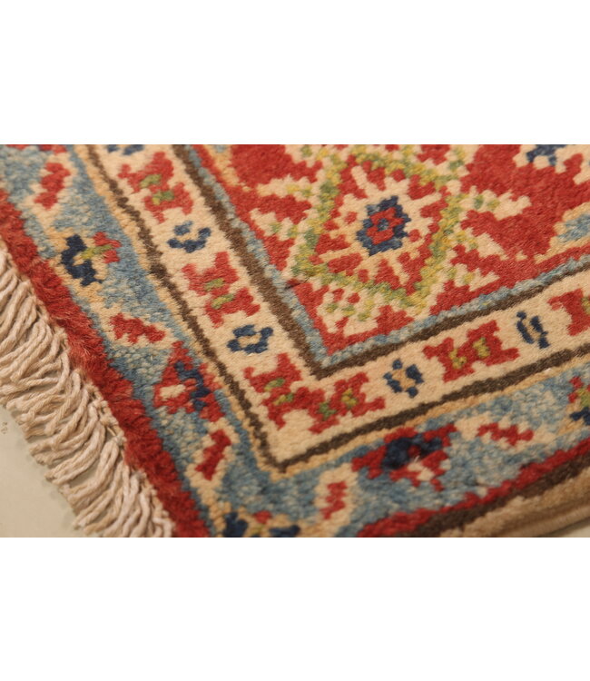 141x104cm Handgeknoopte Wol Kazak Tapijt – Authentiek Oosters Vloerkleed, Traditioneel Tribaal Design, Hoogwaardige Handgemaakte Wol Tapijt