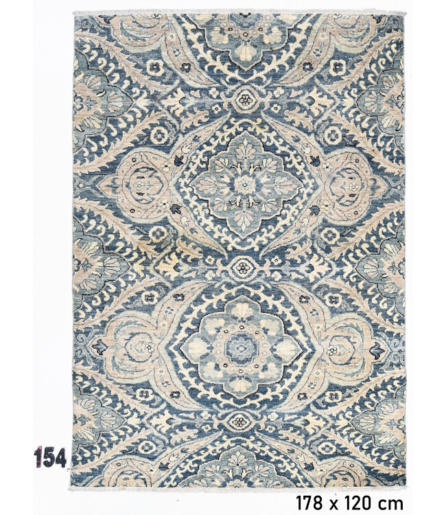 Modern Blauw en Beige Tapijt, 178 x 120 cm