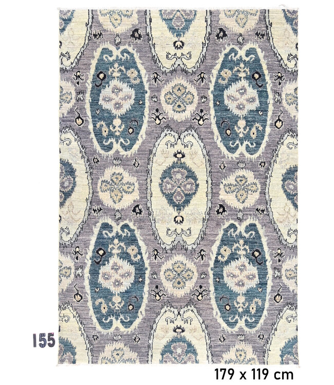 Gabbeh Grau und Blau Tapijt, 179 x 119 cm