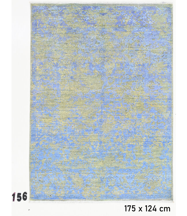 Modern Blauw en Geel Tapijt, 175 x 124 cm