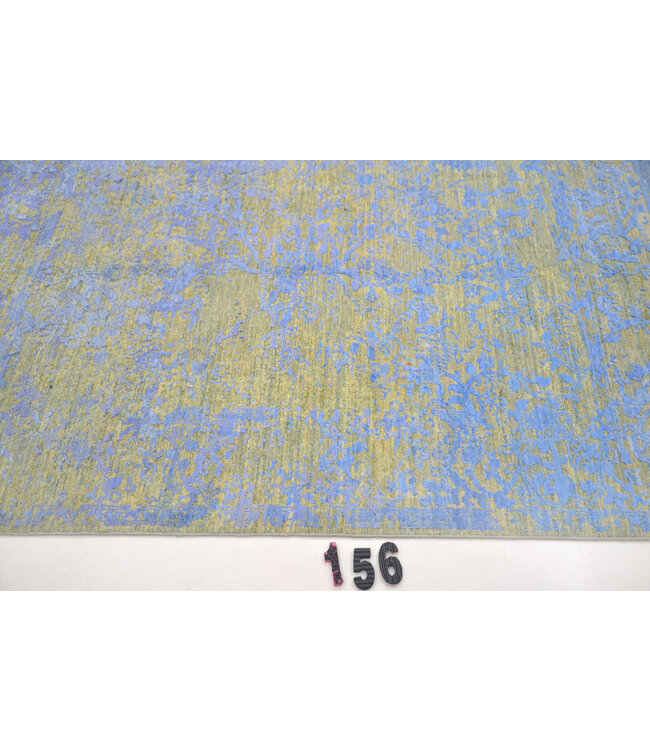 Modern Blauw en Geel Tapijt, 175 x 124 cm