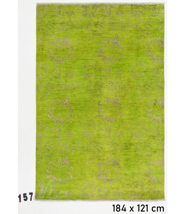 Modern Grün und Beige Tapijt, 184 x 121 cm