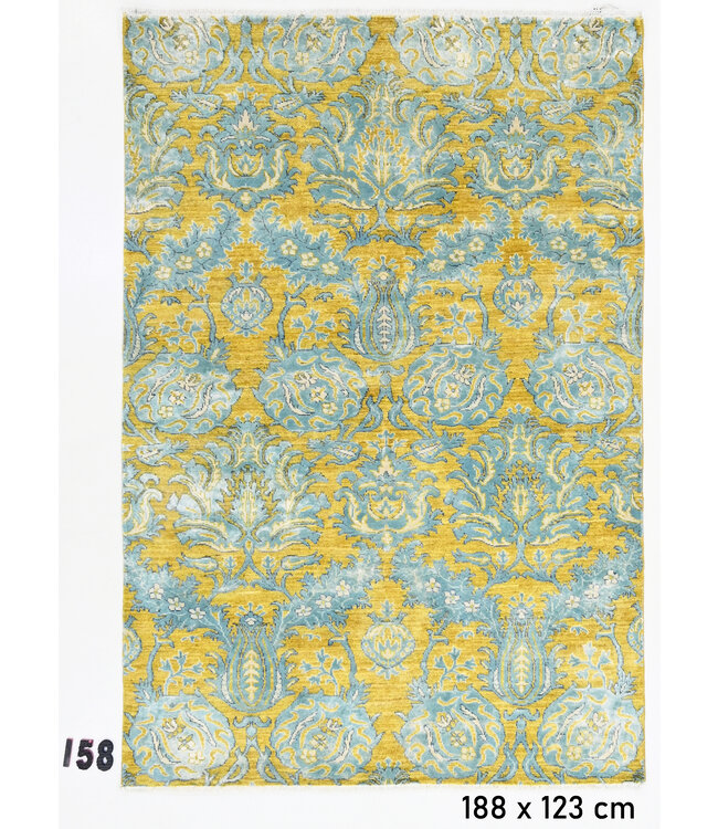 Modern Yellow and Blue Tapijt, 188 x 123 cm