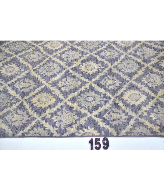 Modern Handgeknüpfter Blau und Gelb Teppich mit Geometrischem Blumenmuster, 178 x 120 cm