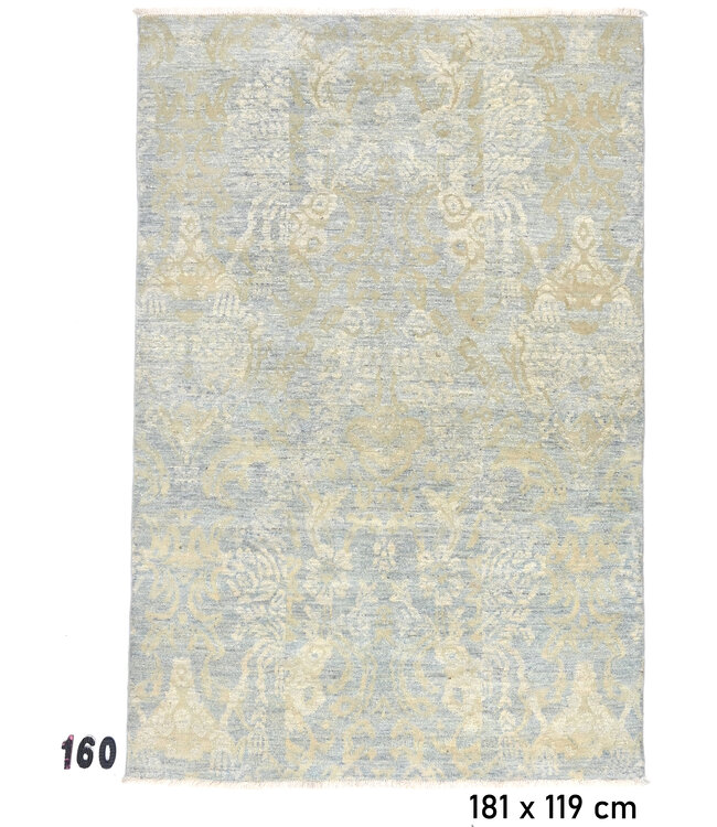 Modern Blue and Beige Rug with Floral Motifs, 181 x 119 cm