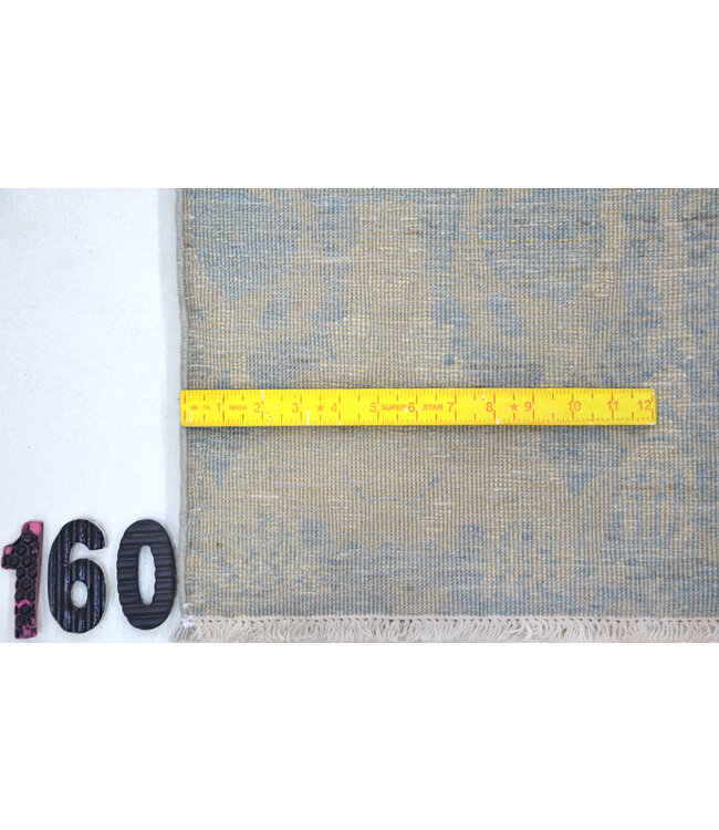 Modern Blauw en Beige Tapijt met Florale Motieven, 181 x 119 cm