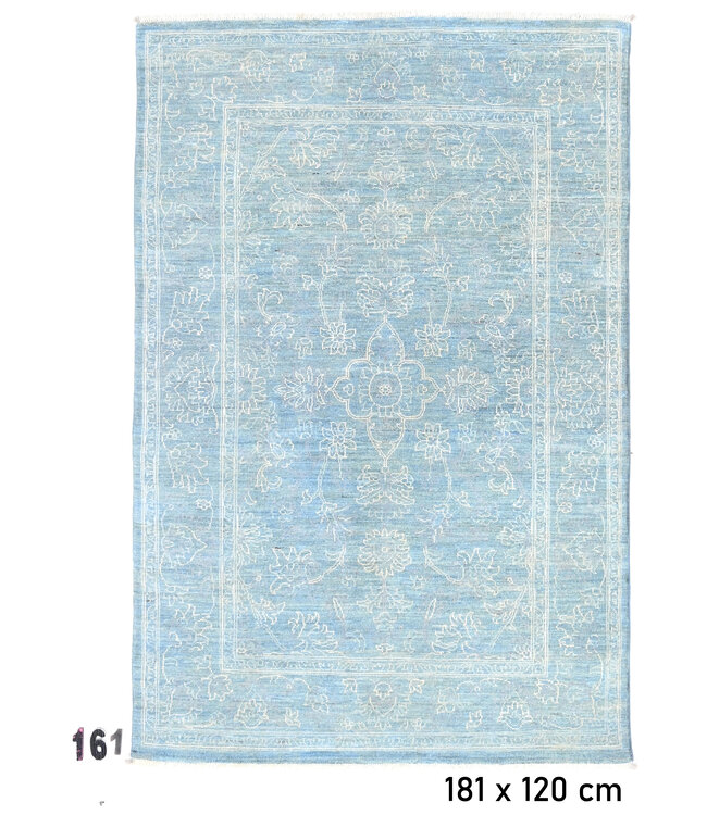 Modern Blau Tapijt mit Floralen Motiven, 181 x 120 cm