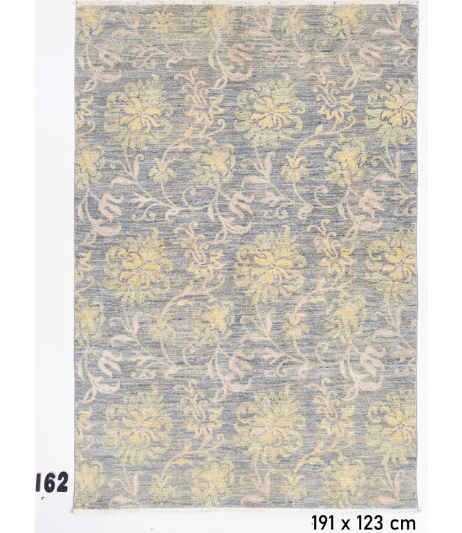 Modern Grau und Gelb Teppich mit Floralen Motiven, 191 x 123 cm