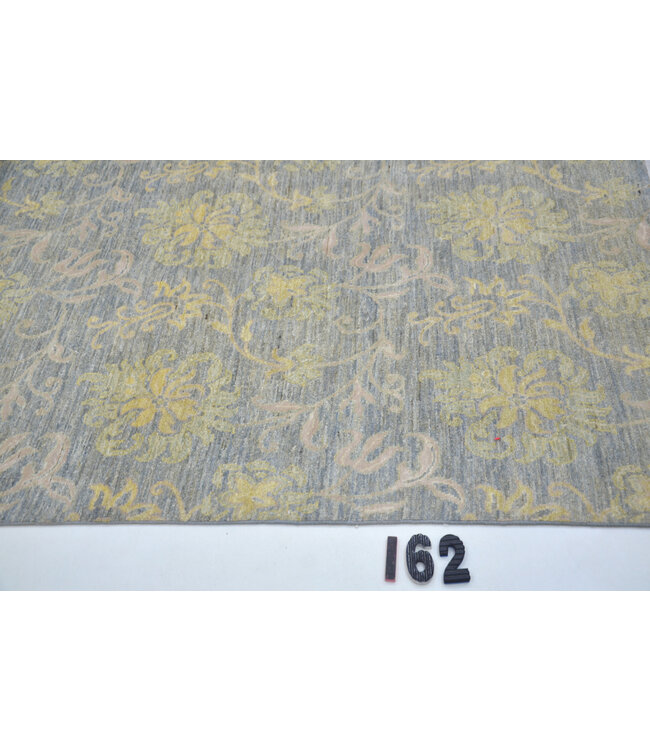 Modern Grijs en Geel Tapijt met Florale Motieven, 191 x 123 cm